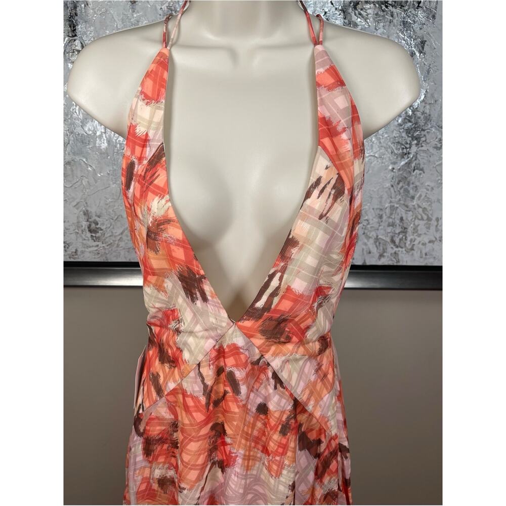 SAU LEE Calista Floral Plunging V Neckline Orange Maxi Dress Size 2 - Picture 5 of 9